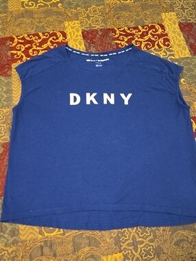 DKNY Womans Navy Blue Logo Tank Top